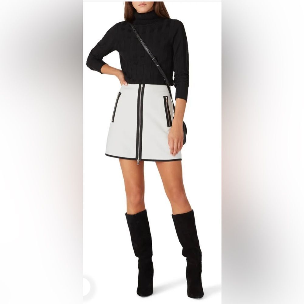 KaufmanFranco White Exposed Zipper Mini Skirt Size 4